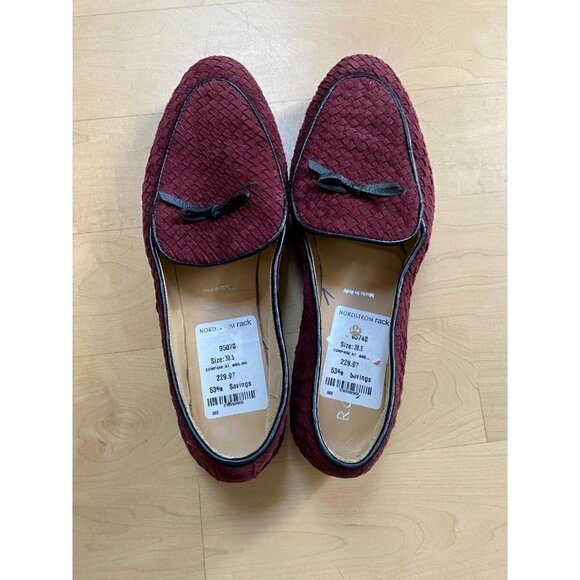 Ron White Women Burgundy basket weave Cashmere Suede Loafer - Picture 2 of 8